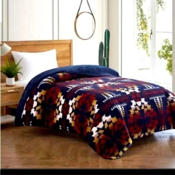 Pendleton Sherpa Blanket /Throw in Lake Blue Navy size Twin NWT - Picture 1 of 5